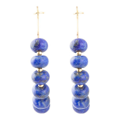 Blue Lapis Golden Hoop Earrings - Barse Jewelry