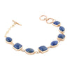 Blue Lapis Hammered Link Golden Bracelet - Barse Jewelry