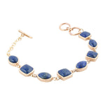 Blue Lapis Hammered Link Golden Bracelet - Barse Jewelry
