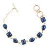 Blue Lapis Hammered Link Golden Bracelet - Barse Jewelry