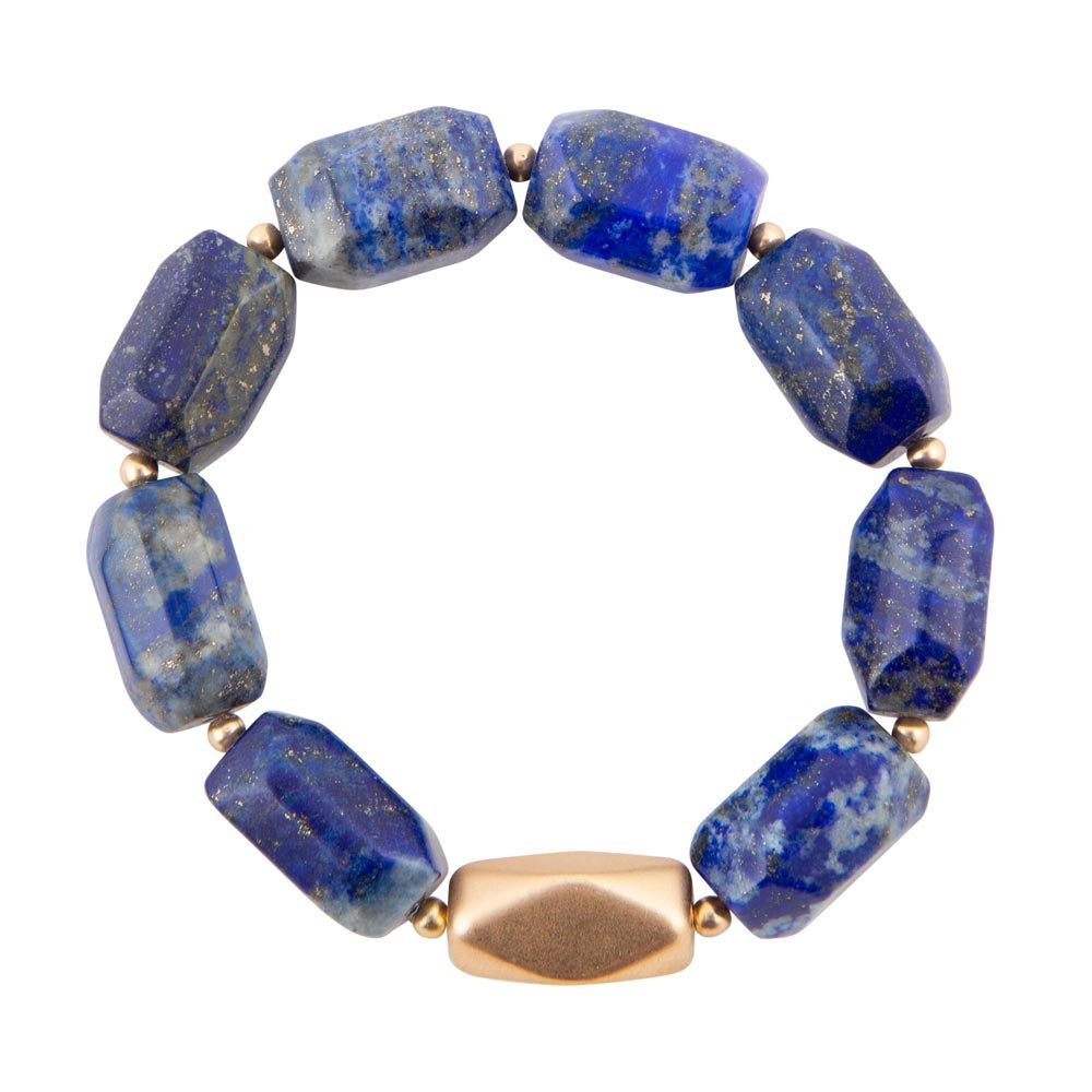 Blue Lapis Nugget Stretch Bracelet - Barse Jewelry