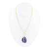Blue Lapis Slab Pendant Golden Necklace - Barse Jewelry