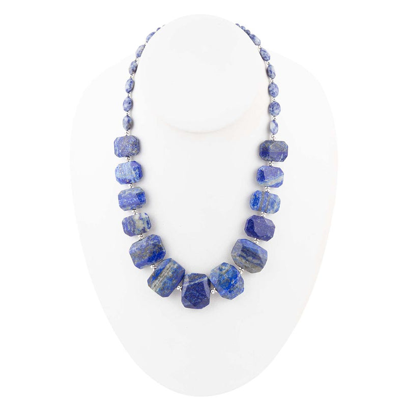 Blue Lapis Sterling Silver Statement Necklace - Barse Jewelry