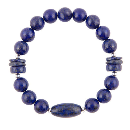 Blue Lapis Sterling Silver Stretch Bracelet - Barse Jewelry