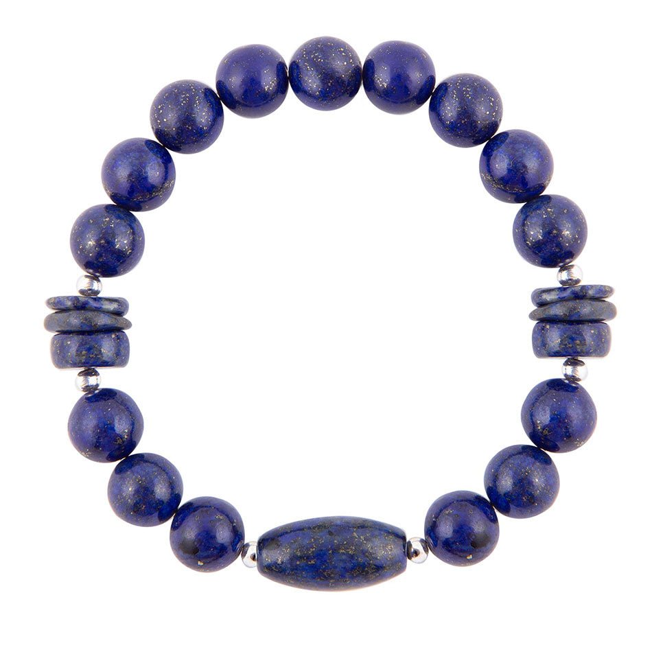 Blue Lapis Sterling Silver Stretch Bracelet - Barse Jewelry