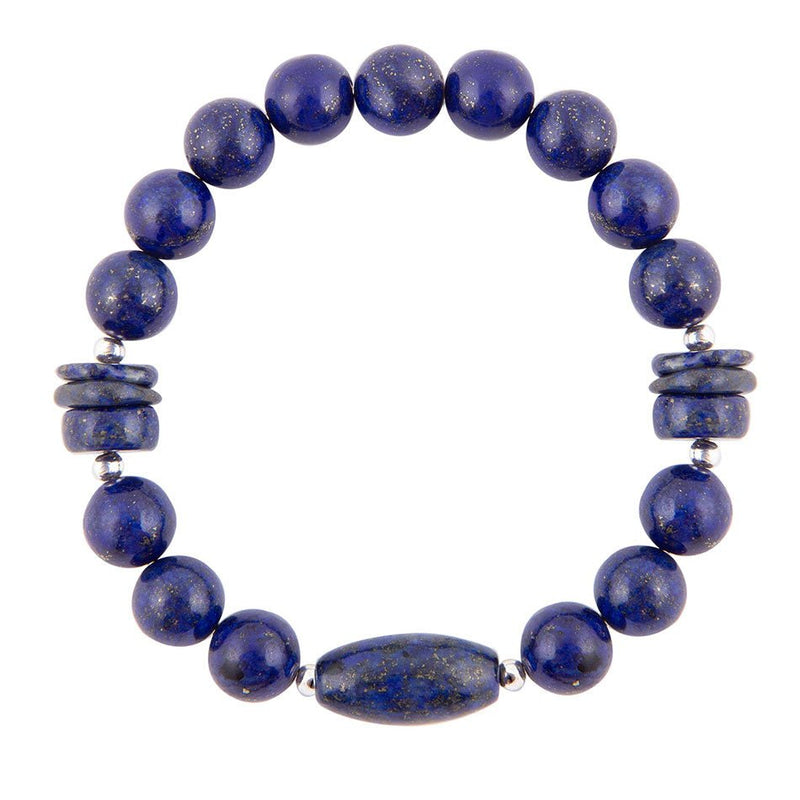 Blue Lapis Sterling Silver Stretch Bracelet - Barse Jewelry