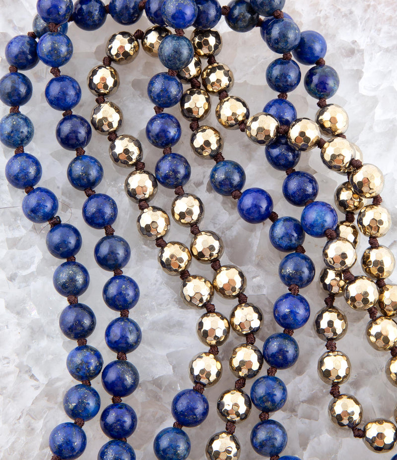 Blue Lapis Wrap Golden Necklace - Barse Jewelry
