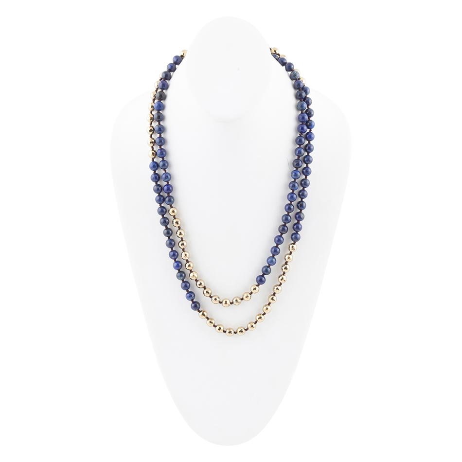 Blue Lapis Wrap Golden Necklace - Barse Jewelry