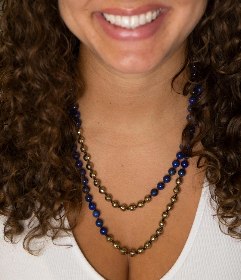Blue Lapis Wrap Golden Necklace - Barse Jewelry