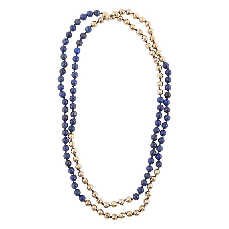 Blue Lapis Wrap Golden Necklace - Barse Jewelry