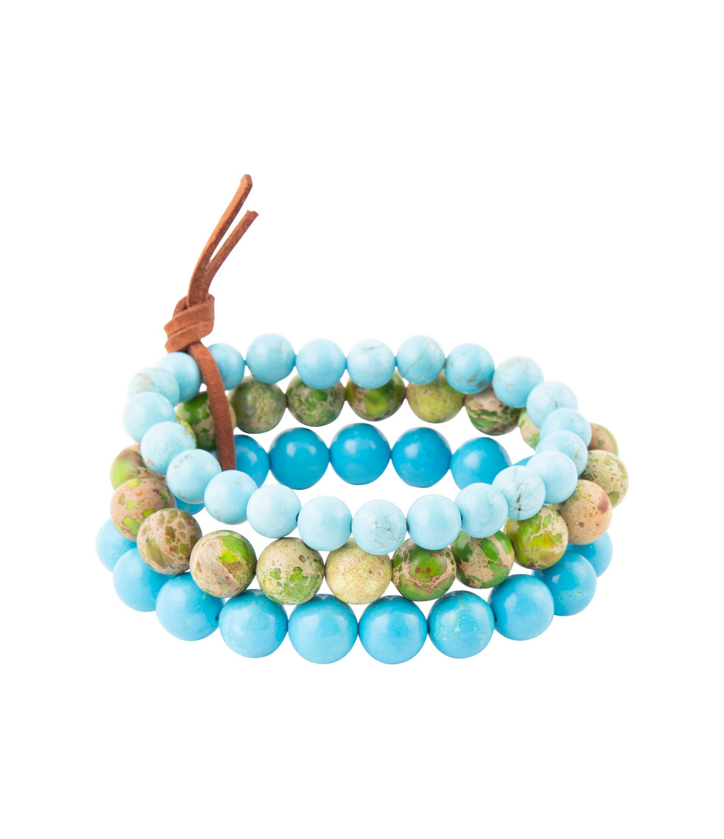 Blue Magnesite and Green Jasper Bracelet Set - Barse Jewelry