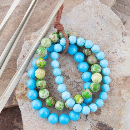 Blue Magnesite and Green Jasper Bracelet Set - Barse Jewelry