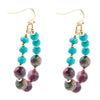 Blue Magnesite and Mulicolor Tiger's Eye Golden Drop Earrings - Barse Jewelry