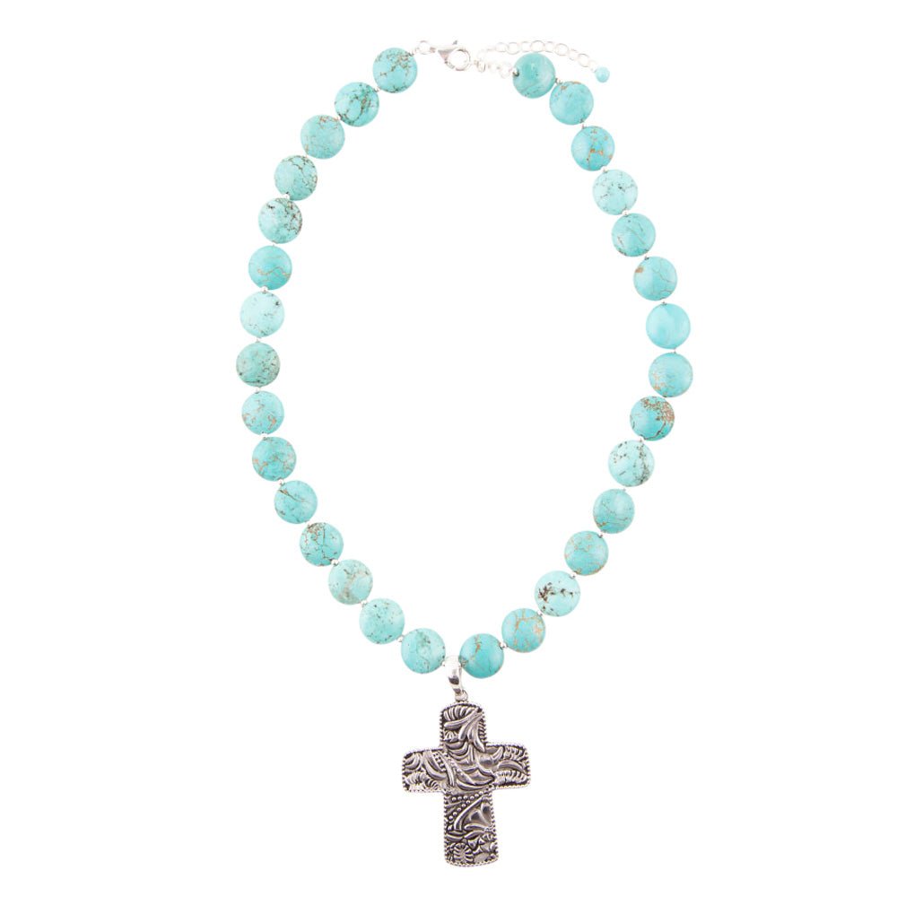 Blue Magnesite and Sterling Silver Cross Necklace - Barse Jewelry