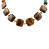 Blue Magnesite and Tiger's Eye Chunky Golden Necklace - Barse Jewelry