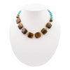 Blue Magnesite and Tiger's Eye Chunky Golden Necklace - Barse Jewelry