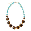 Blue Magnesite and Tiger's Eye Chunky Golden Necklace - Barse Jewelry
