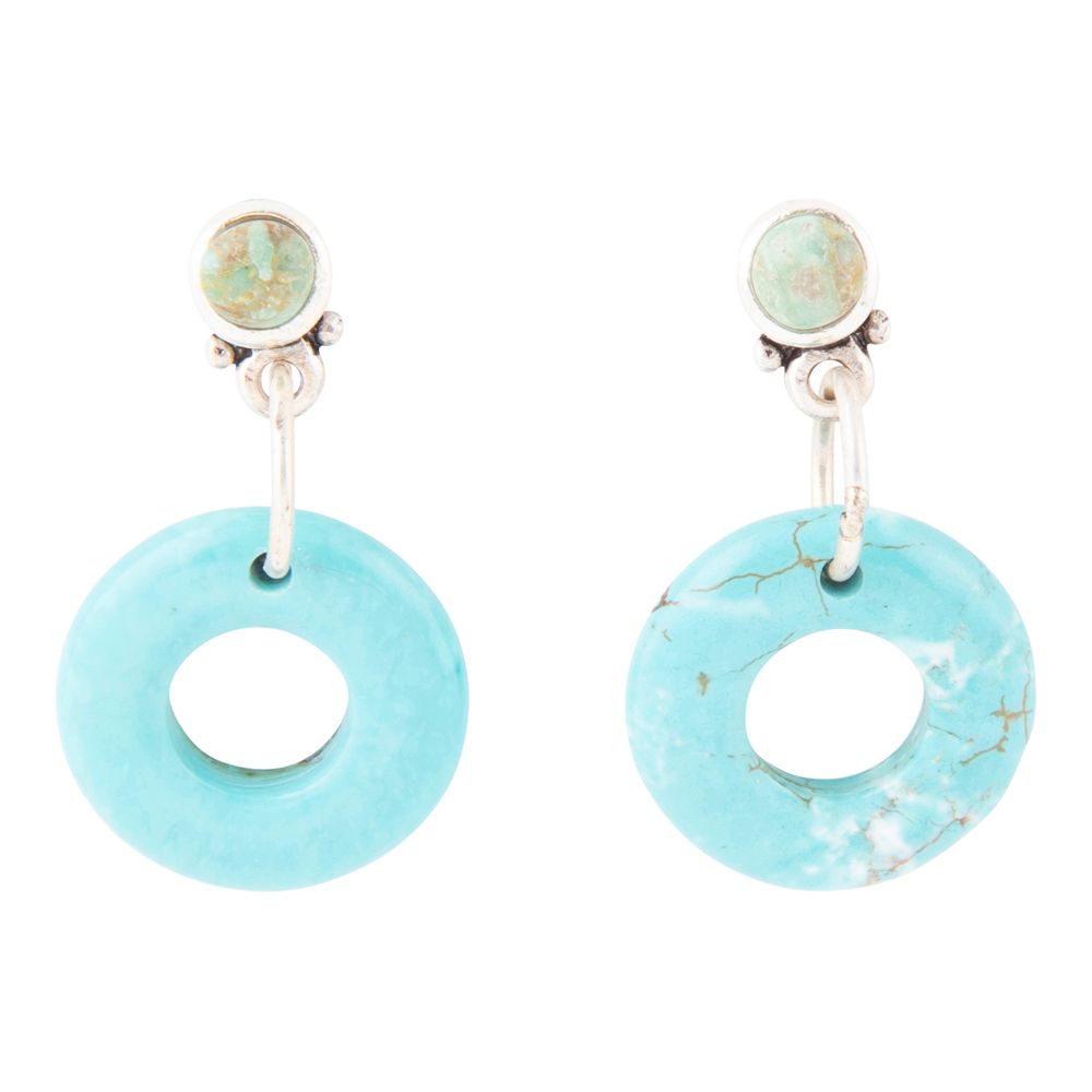 Blue Magnesite Donut Sterling Silver Drop Earrings - Barse Jewelry