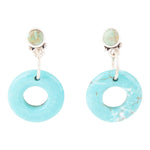 Blue Magnesite Donut Sterling Silver Drop Earrings - Barse Jewelry