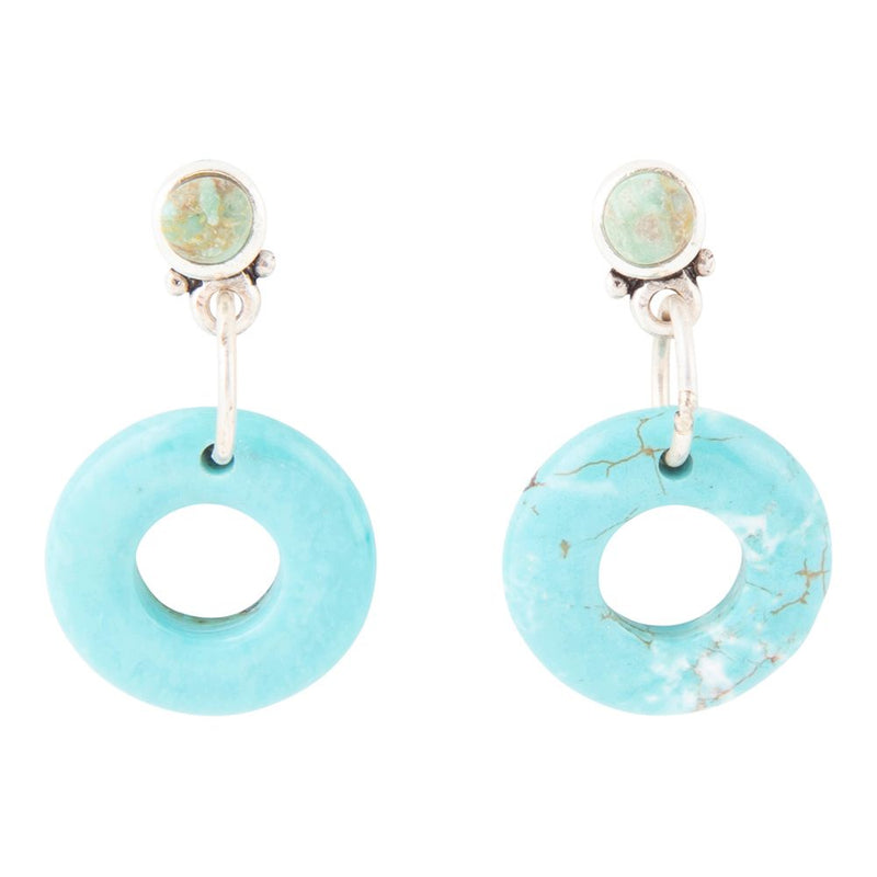 Blue Magnesite Donut Sterling Silver Drop Earrings - Barse Jewelry