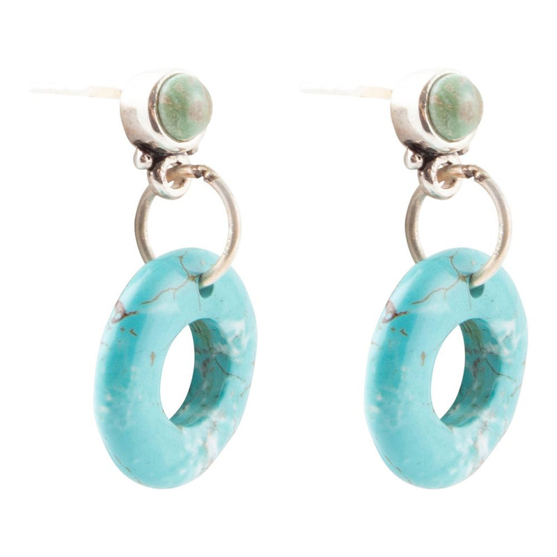 Blue Magnesite Donut Sterling Silver Drop Earrings - Barse Jewelry