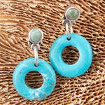 Blue Magnesite Donut Sterling Silver Drop Earrings - Barse Jewelry