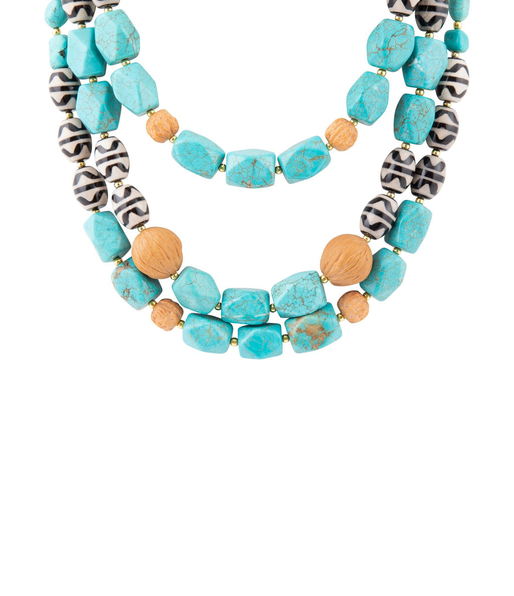 Blue Magnesite Golden Strand Necklace - Barse Jewelry