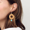 Blue Magnesite Rattan Golden Drop Earrings - Barse Jewelry