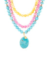 Blue Magnesite Strand Pendant Golden Necklace - Barse Jewelry