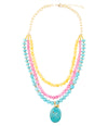 Blue Magnesite Strand Pendant Golden Necklace - Barse Jewelry