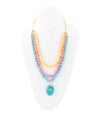 Blue Magnesite Strand Pendant Golden Necklace - Barse Jewelry