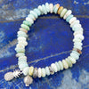 Blue Mint Amazonite and Silver Charm Stretch Bracelet - Barse Jewelry
