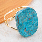 Blue Ocean Jasper Golden Cuff Bracelet - Barse Jewelry