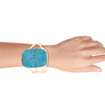 Blue Ocean Jasper Golden Cuff Bracelet - Barse Jewelry