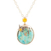 Blue Turquoise and Agate Honey Drip Golden Necklace - Barse Jewelry