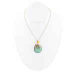 Blue Turquoise and Agate Honey Drip Golden Necklace - Barse Jewelry