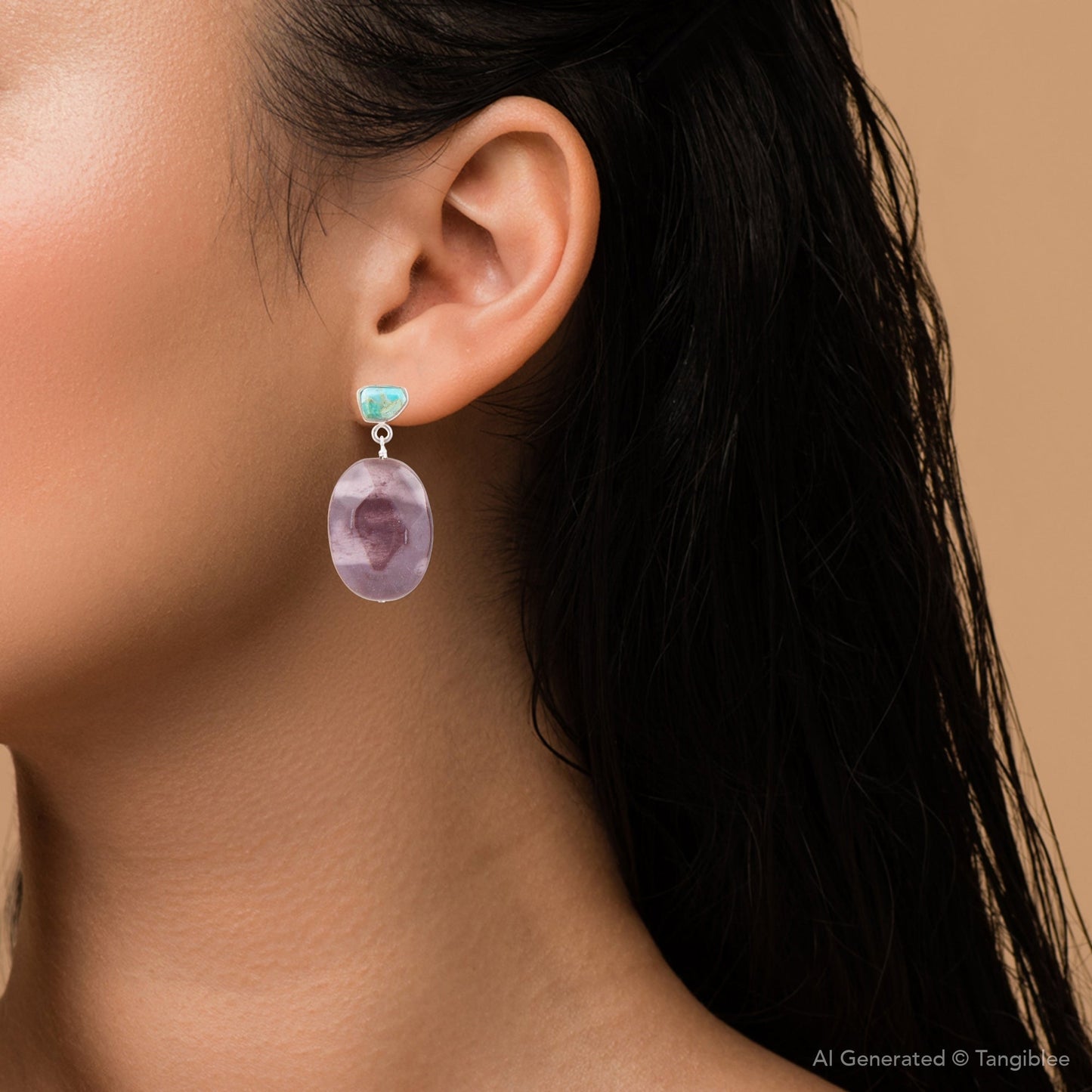 Blue Turquoise and Brown Mookaite Drop Earrings - Barse Jewelry