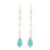 Blue Turquoise and Cubic Zirconia Golden Drop Earrings - Barse Jewelry