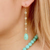 Blue Turquoise and Cubic Zirconia Golden Drop Earrings - Barse Jewelry