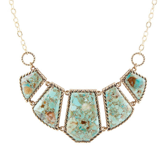 Blue Turquoise and Goldtone Statement Necklace
