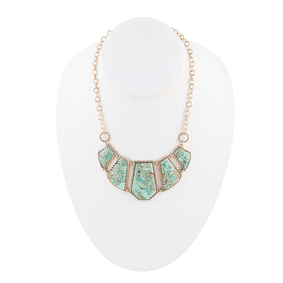 Blue Turquoise and Goldtone Statement Necklace - Barse Jewelry