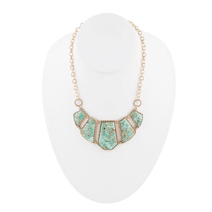 Blue Turquoise and Goldtone Statement Necklace - Barse Jewelry