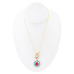 Blue Turquoise and Red Quartz Golden Chain Necklace - Barse Jewelry