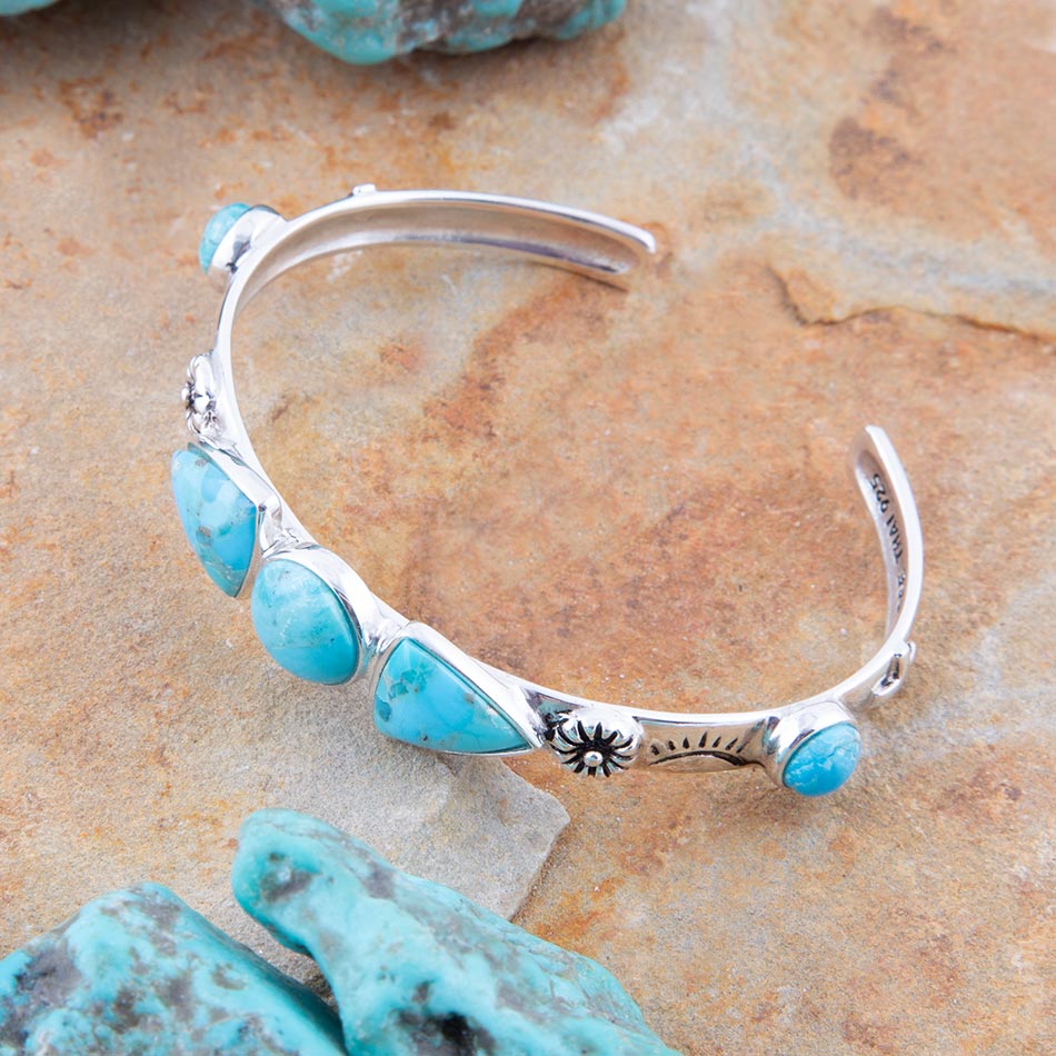 Blue Turquoise and Sterling Silver Cuff Bracelet - Barse Jewelry