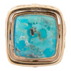 Blue Turquoise and White Mother of Pearl Flip Reversible Golden Ring - Barse Jewelry