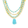 Blue Turquoise and Yellow Citrine Multi - Layer Golden Necklace - Barse Jewelry