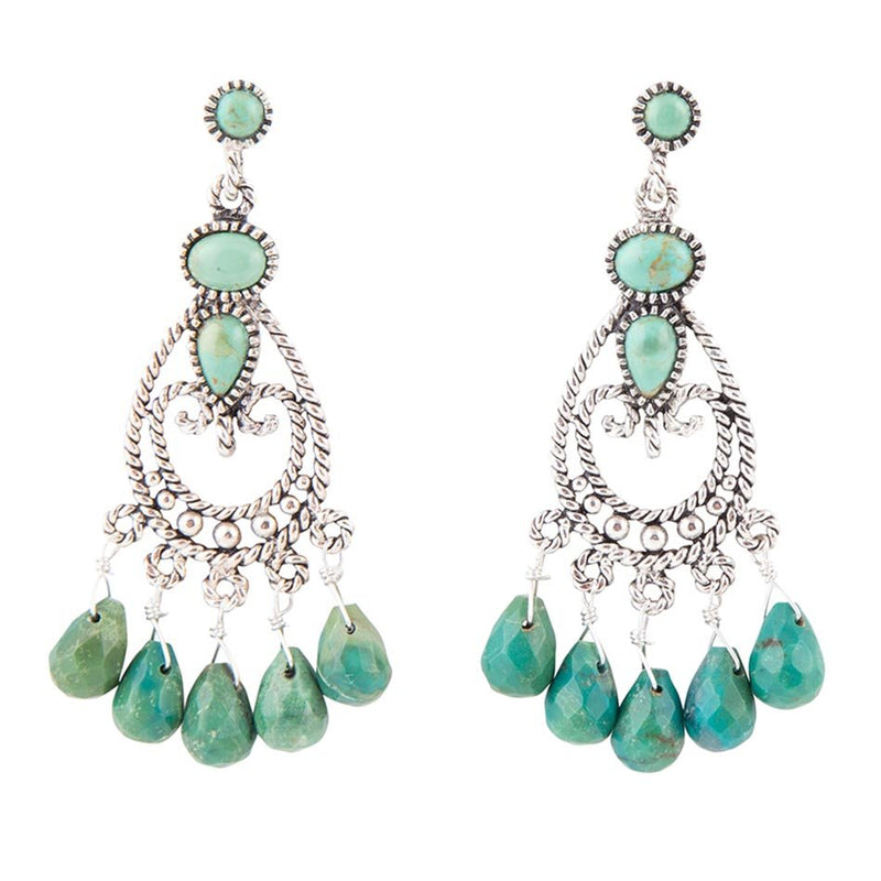 Blue Turquoise Chandelier Earrings - Barse Jewelry