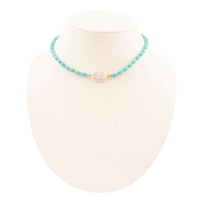 Blue Turquoise Cirrus Golden Necklace - Barse Jewelry