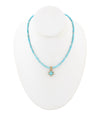 Blue Turquoise Cros Golden Pendant Necklace - Barse Jewelry