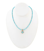 Blue Turquoise Cros Golden Pendant Necklace - Barse Jewelry